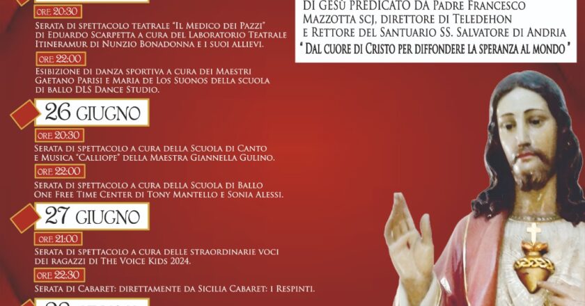 Niscemi, dal 25 al 29 giugno la 14ª Festa del Sacro Cuore di Gesù tra devozione e intrattenimento