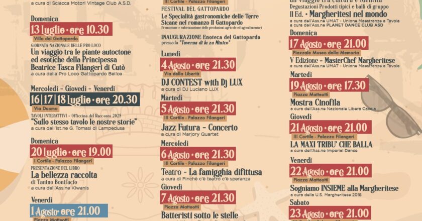 Santa Margherita di Belìce lancia il programma estivo 2025: oltre 20 eventi in cartellone