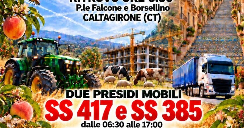Caltagirone, protesta di agricoltori e autotrasportatori il 16 ottobre in P. Falcone e Borsellino