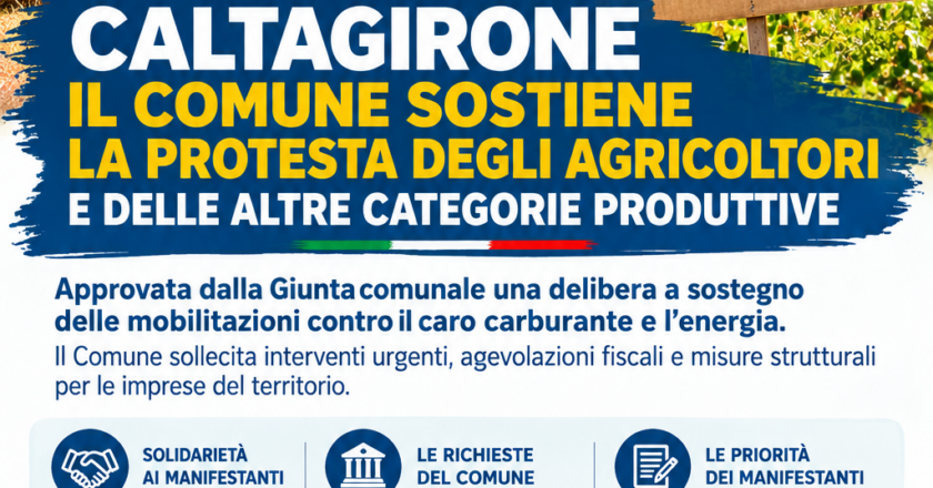 Caltagirone, la Giunta comunale sostiene la protesta degli agricoltori contro il caro carburante e l’energia